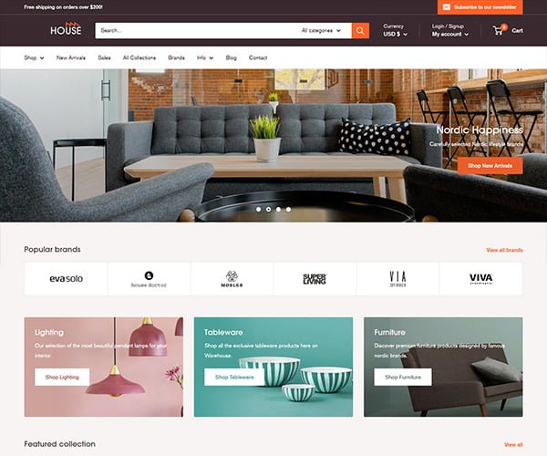 ecommerce and online store website development above the fold homepage screenshot of a furniture ecommerce website by ABS web development company in Bangalore India