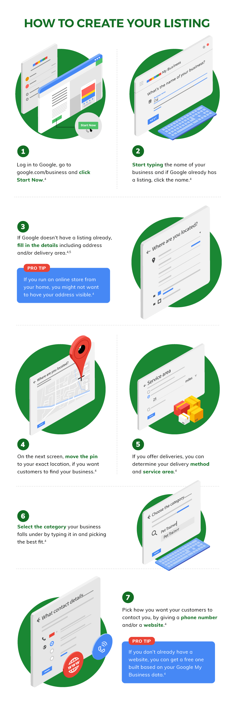 7 steps to create a google my business listing for your local business shop or office infographic
