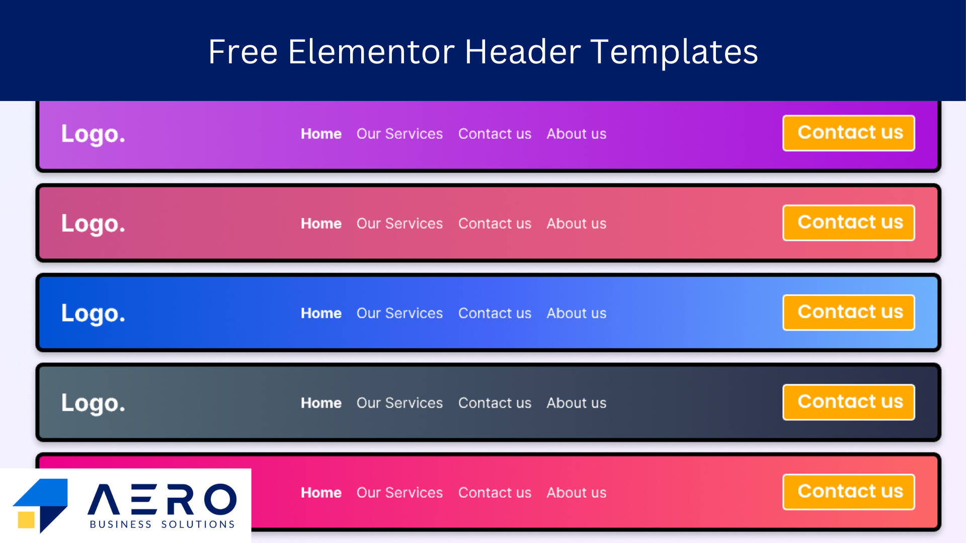 Free Elementor Templates Download JSON File Aero Business Solutions