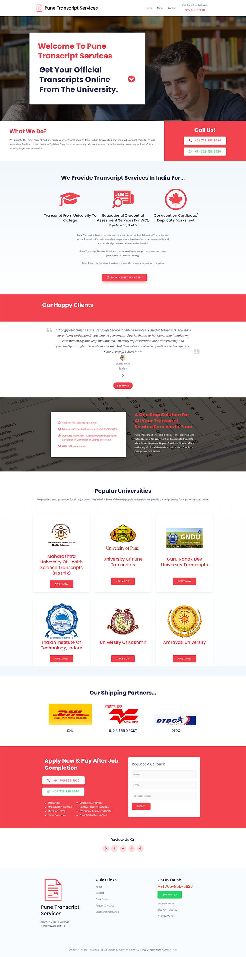 Pune Transcript Services website design by ABS Digital Agency Bangalore 1