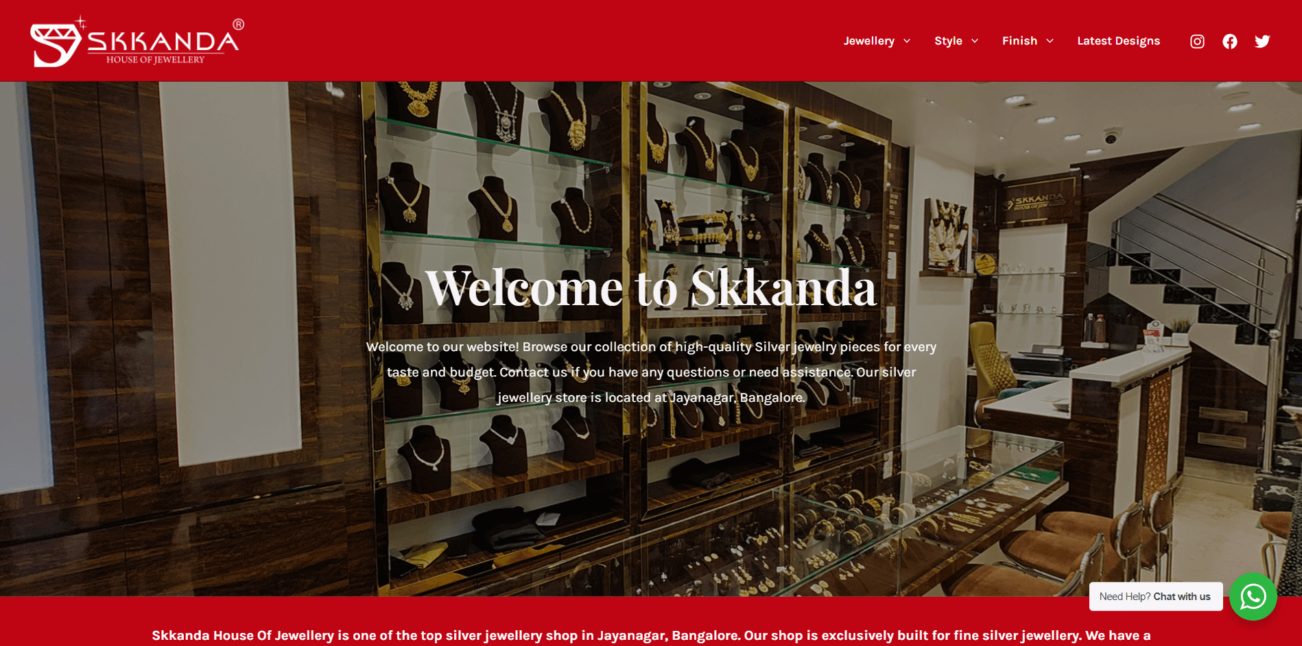 website design of Skkanda-Silver-Jewellery-Store-Jayanagar-Bangalore