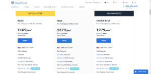 Bluehost web hosting plans in India
