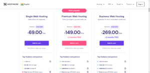 Hostinger web hosting plans in India