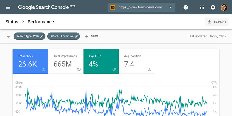 google webmasters tools search console example screenshot
