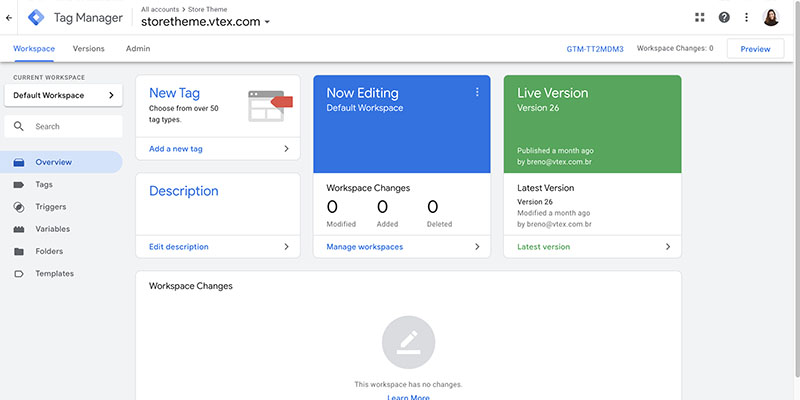 google tag manager dashboard example screenshot sample