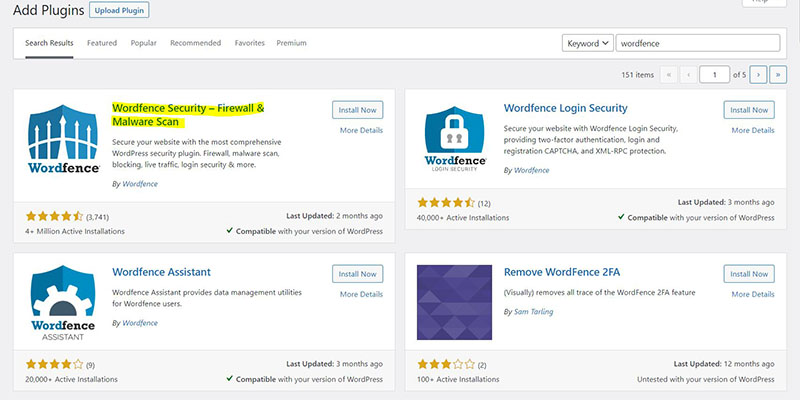 website security and brute force protection plugin installation wordfence